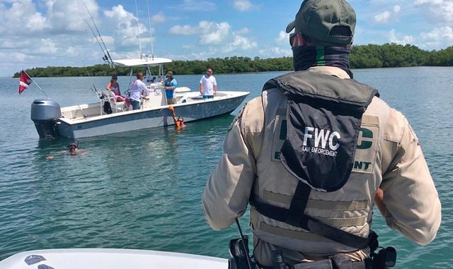 Florida Fish and Wildlife Conservation Commission officers, as well as other local and federal authorities, strictly enforce Keys lobster regulations and promote safe boating practices.