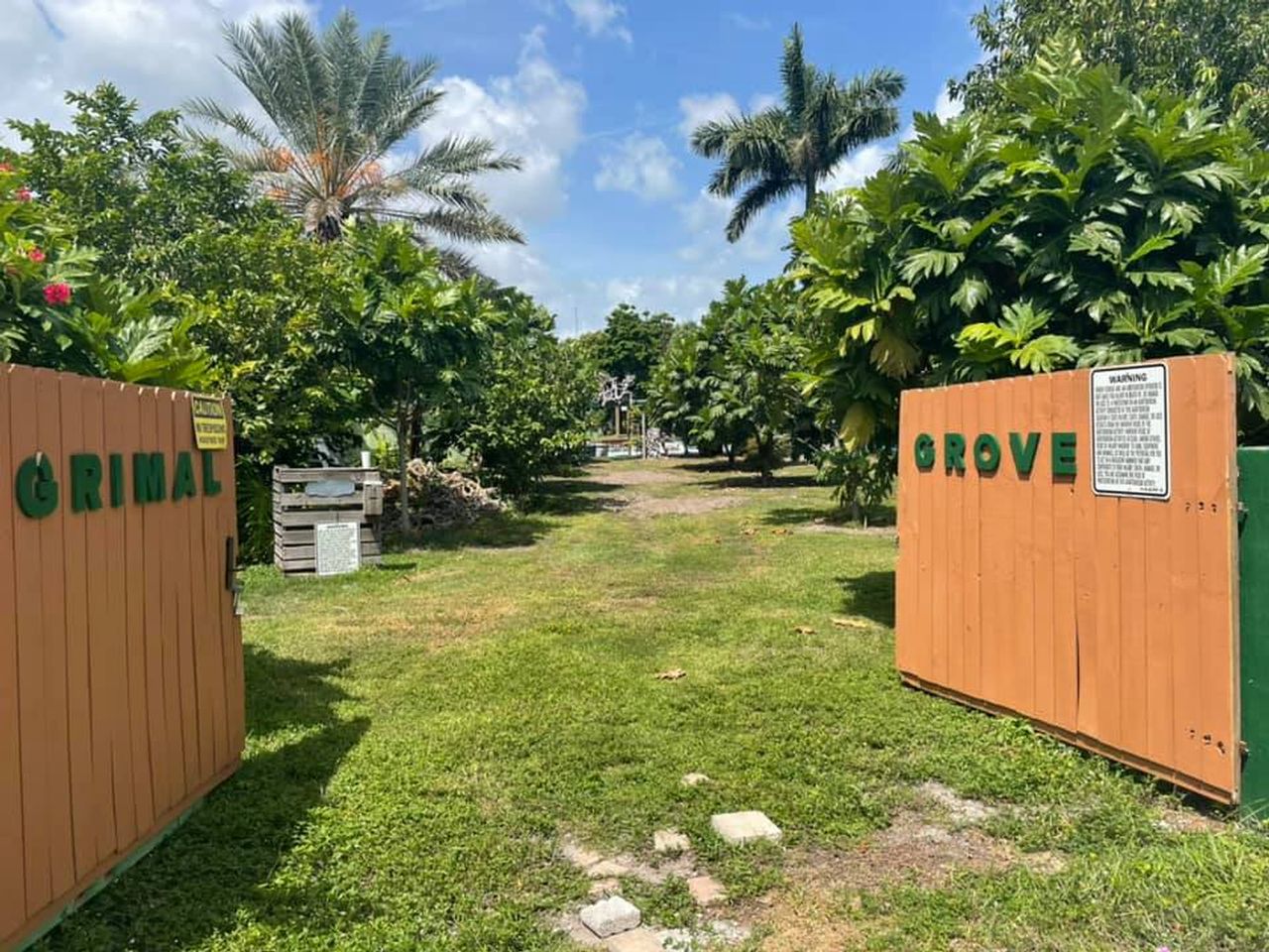 Visitors can explore the 2-acre fruit farm Grimal Grove and sample exotic fruits.