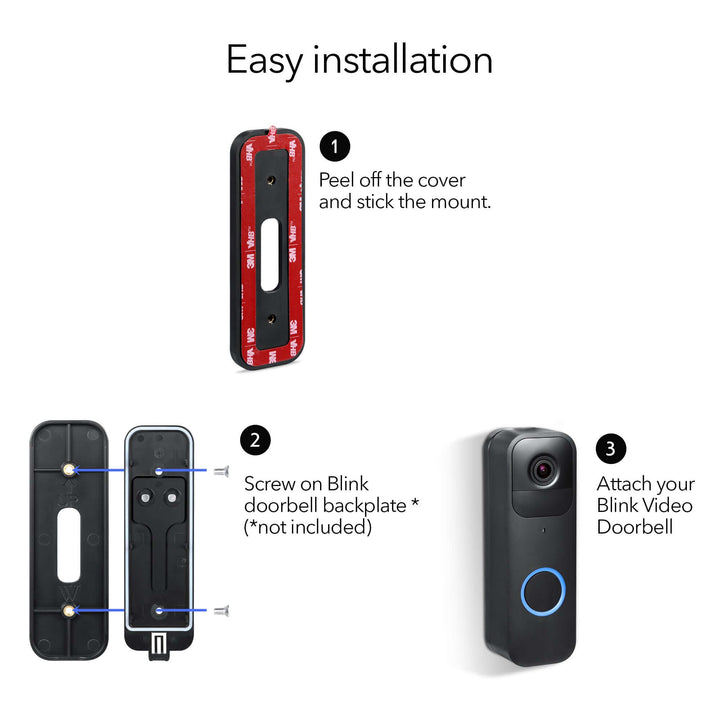 Wasserstein Wall Mount for Blink Video Doorbell | No Drill Installation