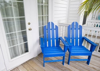 Blue Chairs on an Outside Deck in Key Largo