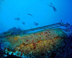The Vandenberg is the latest vessel to become part of the Shipwreck Heritage Trail. Sunk on May 27, 2009, in 140 feet of water about seven miles south of Key West. Photo by Stephen Frink
